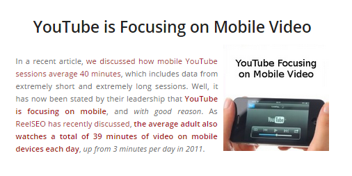 youtube focusing on mobile video