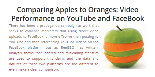 comparing apples to oranges - youtube and facebook